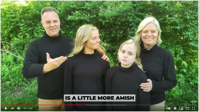 Matthew West, his daughters and his wife pose in a music video for his tongue-in-cheek new single "Modest is Hottest."