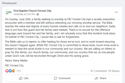 Apologize Pastor Forrest City Black