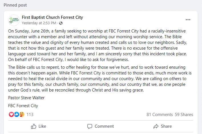 Apologize Pastor Forrest City Black