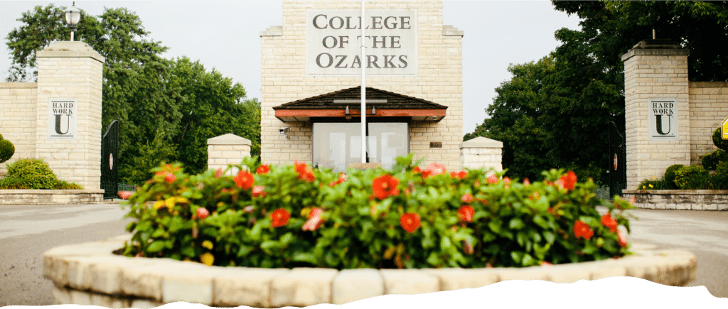 The entrance to College of the Ozarks near Branson, Missouri. (Courtesy College of the Ozarks)