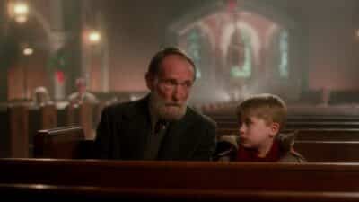 home alone christmas church pew
