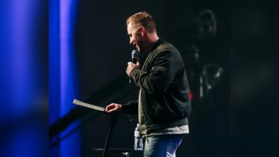 photo generic preacher pastor toxic triangle platform megachurch bible stage